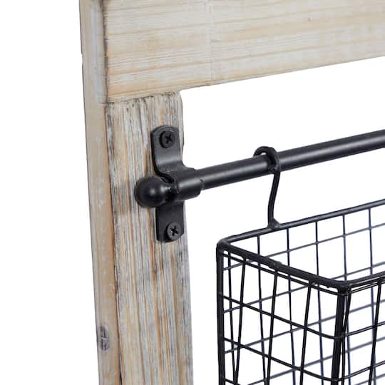 25" Black Metal Farmhouse Magazine Rack Holder